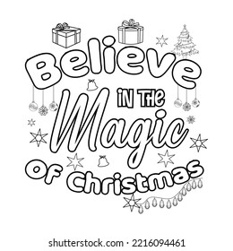 Merry Christmas Coloring page. Christmas line art coloring page design for kids.