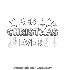 Merry Christmas Coloring page. Christmas line art coloring page design for kids.