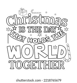 Merry Christmas Coloring page. Christmas line art coloring page design for kids.