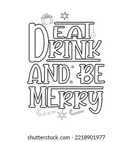 Merry Christmas Coloring page. Christmas line art coloring page design for kids.
