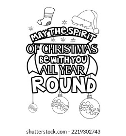 Merry Christmas Coloring page. Christmas line art coloring page design for kids.