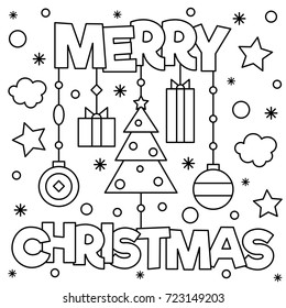 Merry Christmas. Coloring page. Vector illustration.