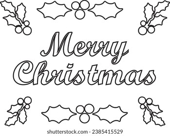 Merry Christmas Coloring Pages. Vector Image.