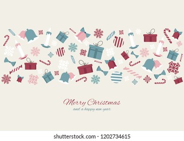 Merry Christmas colourful element icons banner background. Vector illustration design.