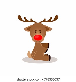 Merry Christmas companion. Merry Christmas postcard. Cute deer postcard. Merry Christmas greeting card with cite deer. Merry Christmas Cute Deer.