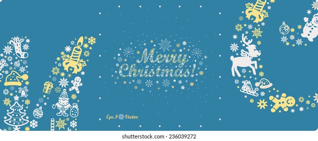 Merry Christmas! Composed of Christmas icons. eps8