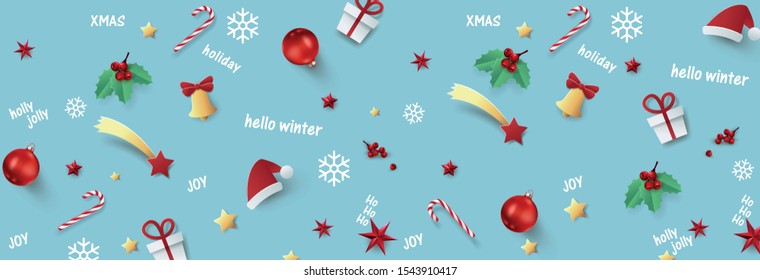 Merry Christmas composition background.Vector illustration. 