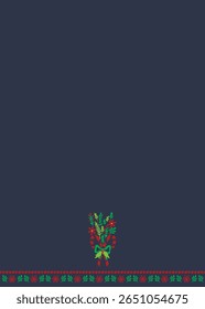  Feliz Natal composição de cana de doce, bagas vermelhas, ramo de abeto e arco. Planta de inverno pintada à mão isolada sobre fundo azul.