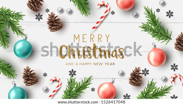 Merry Christmas Composition Christmas Elements On Stock Vector Royalty Free 1526417048