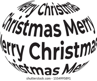 Merry Christmas composition and lettering in form of Christmas ball.Vector illustration.