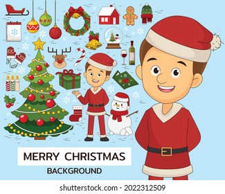 Merry christmas concept background. Flat icons.