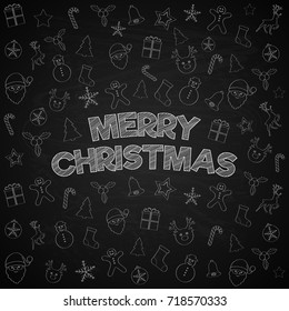 Merry Christmas - concept of card with hand drawn icons. Vector.