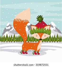 Merry Christmas concept with cute animal design, vector illustration eps 10