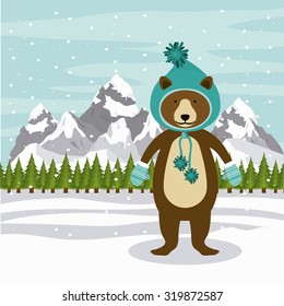 Merry Christmas concept with cute animal design, vector illustration eps 10