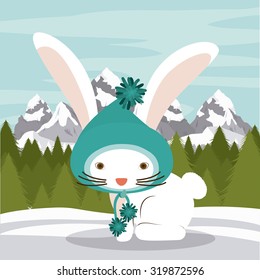 Merry Christmas concept with cute animal design, vector illustration eps 10