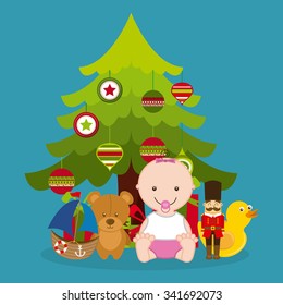 Merry Christmas concept with decoration icons design, vector illustration 10 eps graphic
