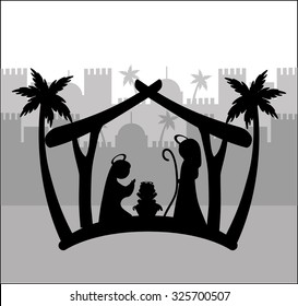 Merry Christmas concept with holy family design, vector illustration 10 eps graphic.