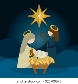 Merry Christmas concept with holy family design, vector illustration 10 eps graphic.