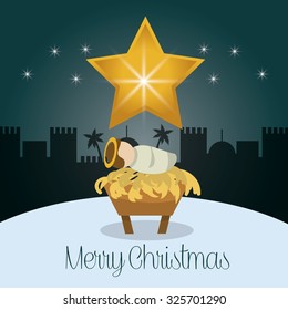 Merry Christmas concept with holy family design, vector illustration 10 eps graphic.