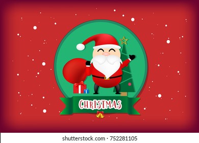 Merry Christmas concept on red color background. Vector illustration design. EPS10