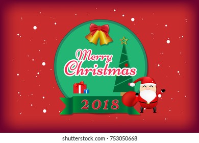 Merry Christmas concept on red color background. Vector illustration design. EPS10