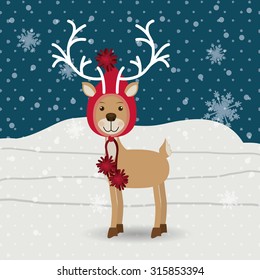 Merry Christmas concept with reindeer design, vector illustration eps 10