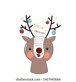 Merry Christmas concept represented by deer icon