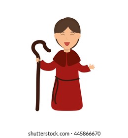Merry Christmas concept represented by shepherd icon. isolated and flat illustration 