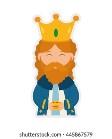 Merry Christmas concept represented by wise man cartoon icon. isolated and flat illustration 