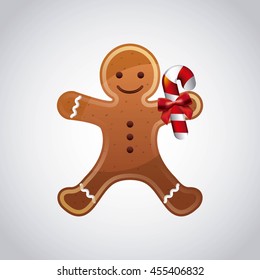 Merry Christmas concept represented by cookie cartoon icon. Colorfull illustration.