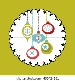 Merry Christmas concept represented by icon set of spheres. Colorfull illustration. 