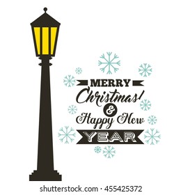 Merry Christmas concept represented by lamp and snowflake icon. Colorfull illustration. 