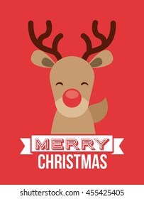 Merry Christmas concept represented by reindeer icon. Colorfull illustration. 