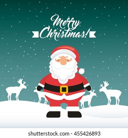Merry Christmas concept represented by santa cartoon icon. Colorfull illustration. 