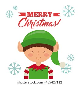 Merry Christmas concept represented by elf cartoon icon. Colorfull illustration. 