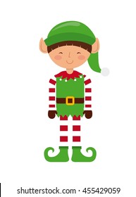 Merry Christmas concept represented by elf cartoon icon. Colorfull and vintage illustration. 