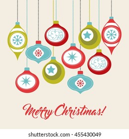 Merry Christmas concept represented by sphere icon. Colorfull and vintage illustration. 