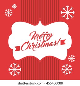 Merry Christmas concept represented by text inside frame icon. Colorfull and vintage illustration. 