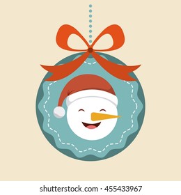 Merry Christmas concept represented by snowman icon. Colorfull and flat illustration. 
