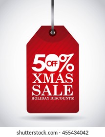 Merry Christmas concept represented by sale label icon. Colorfull and flat illustration. 
