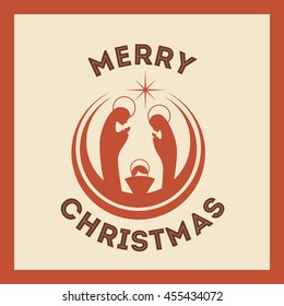 Merry Christmas concept represented by holy family icon. Colorfull and flat illustration. 