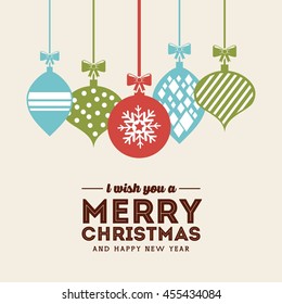 Merry Christmas concept represented by sphere icon. Colorfull and flat illustration. 