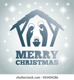 Merry Christmas concept represented by holy family icon. Colorfull and flat illustration. 