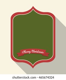 Merry Christmas concept represented by label with ribbon icon. Colorfull and classic illustration