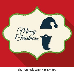 Merry Christmas concept represented by label with santa icon. Colorfull and classic illustration