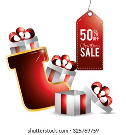 Merry christmas concept with sale icons design, vector illustration 10 eps graphic.