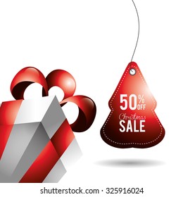 Merry christmas concept with sale icons design, vector illustration 10 eps graphic.