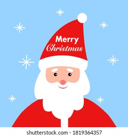 Merry Christmas concept vector illustration. Closeup Santa Claus face in flat design. 