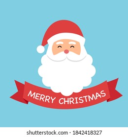 Merry Christmas concept vector illustration. Santa Claus smiling in flat design. Design for web, banner, poster, greeting card.