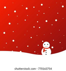 Merry Christmas Concept. Vector of snowman on the snow floor.